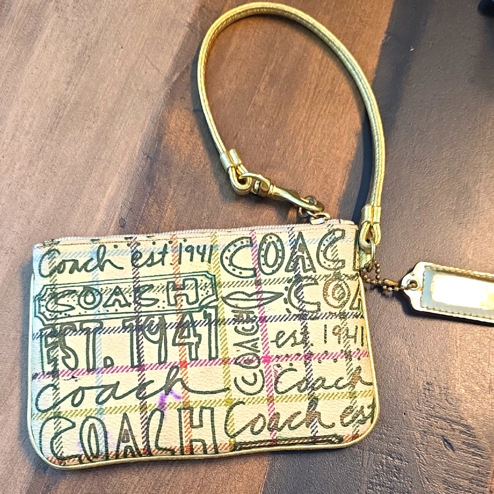 Coach Poppy Graffitti 1941 Tattersall Wristlet